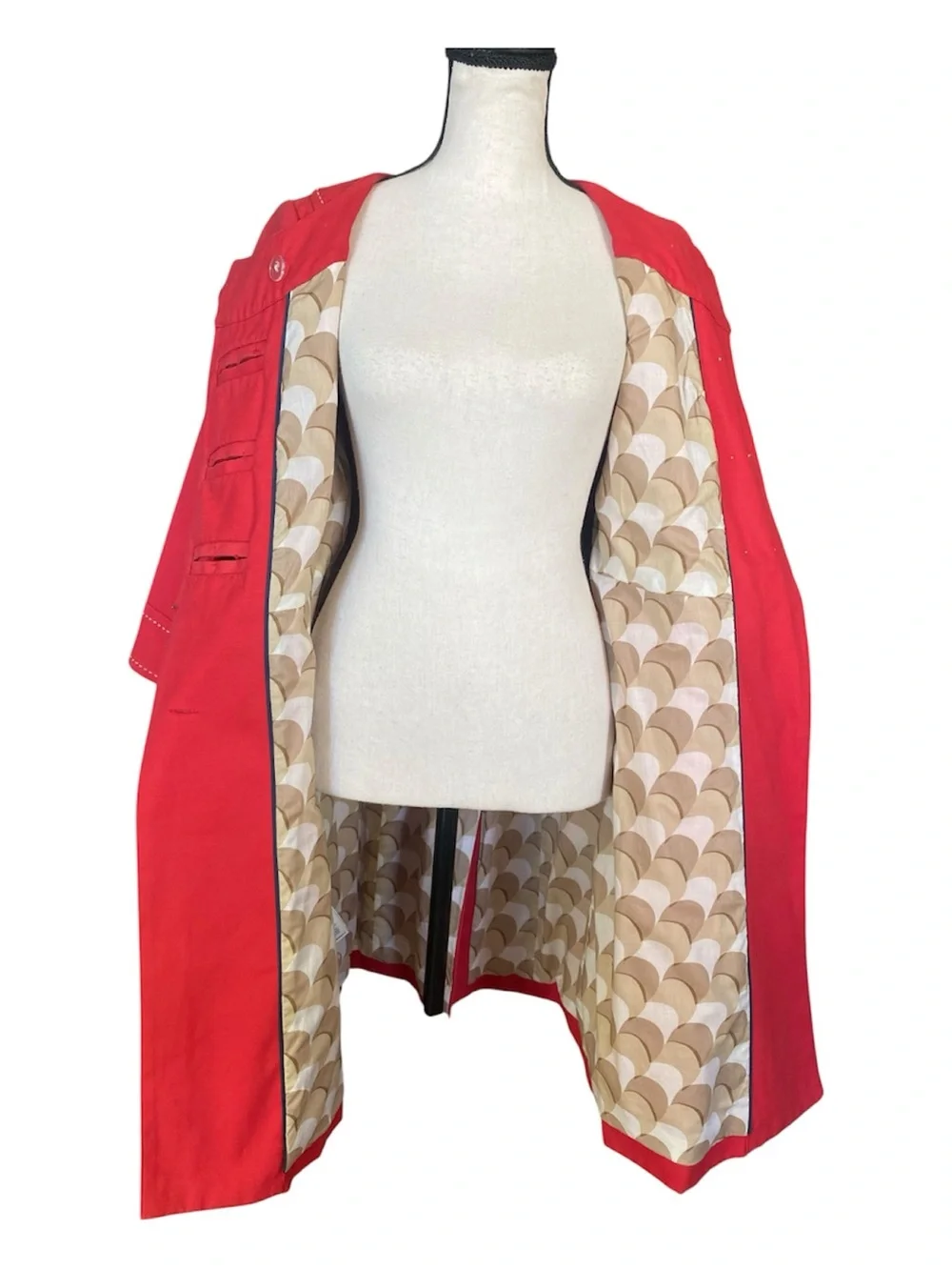Penguin by Munsingwear Red Trench Coat Jacket P\S Retro Mod Swing Coat